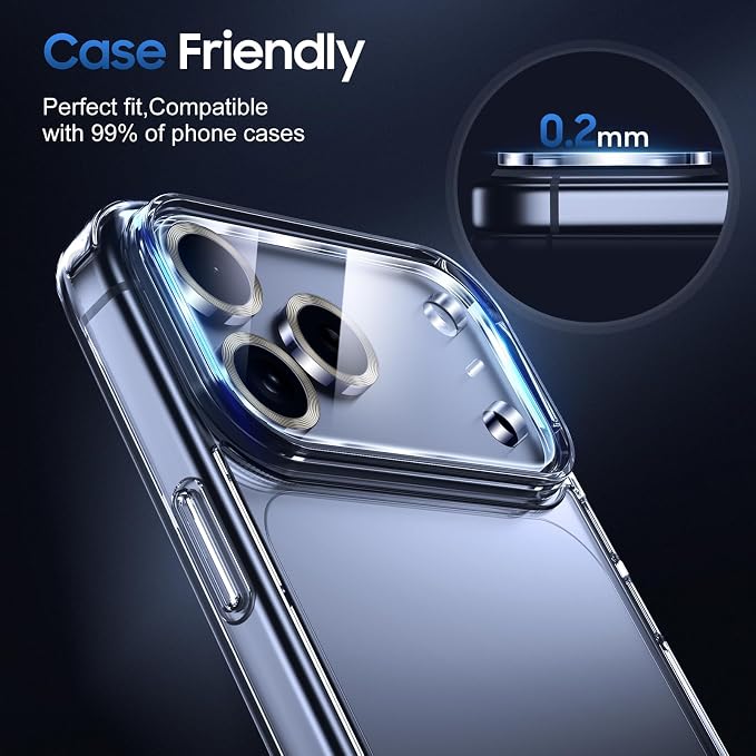UniqueMe for 3 Pack iPhone 17 Pro Camera Lens Protector - Grey | Drop Protection, Case Friendly, 9H Tempered Glass, Camera Cover Screen, Update New Version - Image 6