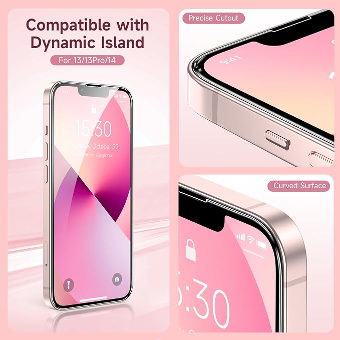 Fotbor for [3 Pack] iPhone 16e/13/13 Pro/14 Screen Protector Glass, 9H Tempered Glass Case Friendly HD Film Accessories iPhone 16e 13 13Pro 14 6.1" - Image 4