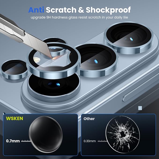 WSKEN for Samsung Galaxy S26 Ultra Camera Lens Protector - Ultra Thin | Case Friendly, 9H Shatterproof Tempered Glass, Anti Scratch Metal Circle, Camera Screen Protector Cover Accessories, Blue - Image 3