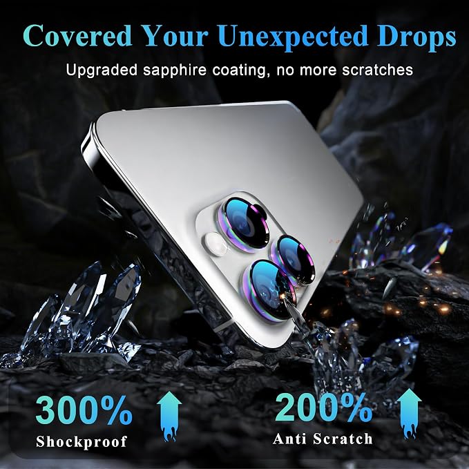 YWXTW Camera Lens Protector for iPhone 16 Pro/iPhone 16 Pro Max, [1 Step Installation Tray] Tempered Glass Screen Protector Metal Individual Camera Cover Accessories Case Friendly (Coloured-2Pack) - Image 3
