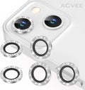 AGVEE 3+3 6 Pack for iPhone 13 & Mini Camera Lens Protector Cover | Individual Bling Diamond & Bling Glitter Sparkle Cute Gem Metal Ring, 9H Tempered HD Glass by AGVEE