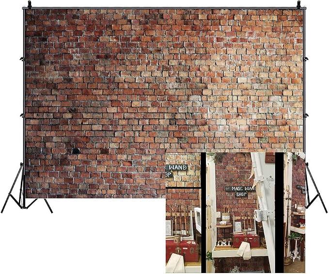 12x10ft Vintage Red Brick Wall Photo Backdrop Newborn Baby Girls Adults Portrait Photography Background Wallpaper Photo Studio Props by Unknown