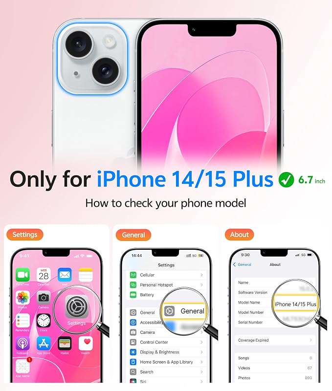 FNTCASE for iPhone 15/14 Plus Case, Fit for Magsafe, Screen Protector | Translucent Matte Magnetic Back, 14FT Military Grade Drop Protection, Shockproof Protective Phone Cover, Hot Pink - Image 2