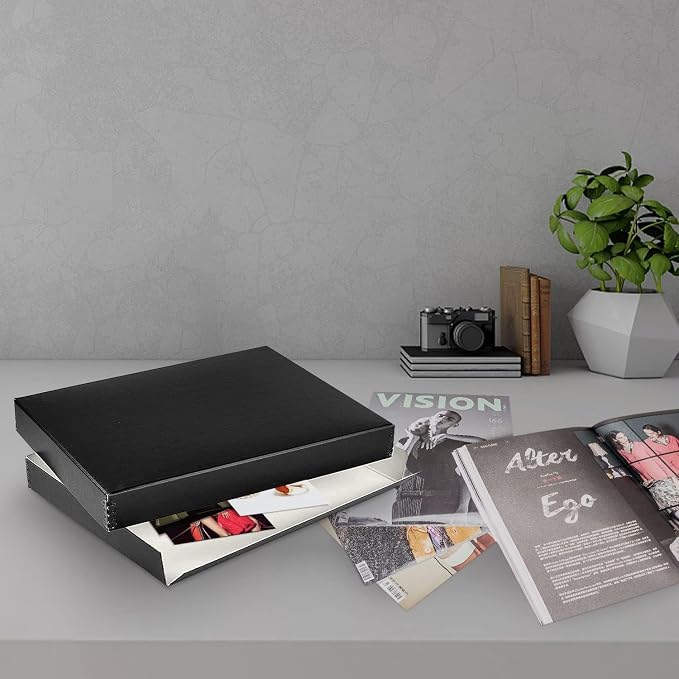 Lineco Drop Front Archival Storage Box, 9.75x12.75x1.5 in, Black, 2 Pack | Acid-Free with Metal Edge, Preserves Picture Longevity, Organize Photos, Newspapers, Prints, Documents, Crafts, DIY - Image 8
