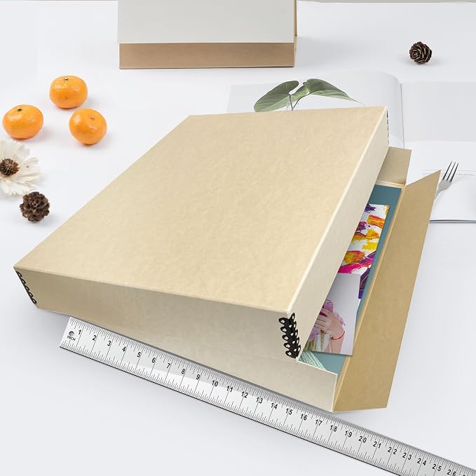Lineco Drop Front Archival Storage Box, 17.75x22.75x3 in, Tan, 2 Pack | Acid-Free with Metal Edge, Preserves Picture Longevity, Organize Photos, Newspapers, Prints, Documents, Crafts, DIY - Image 3