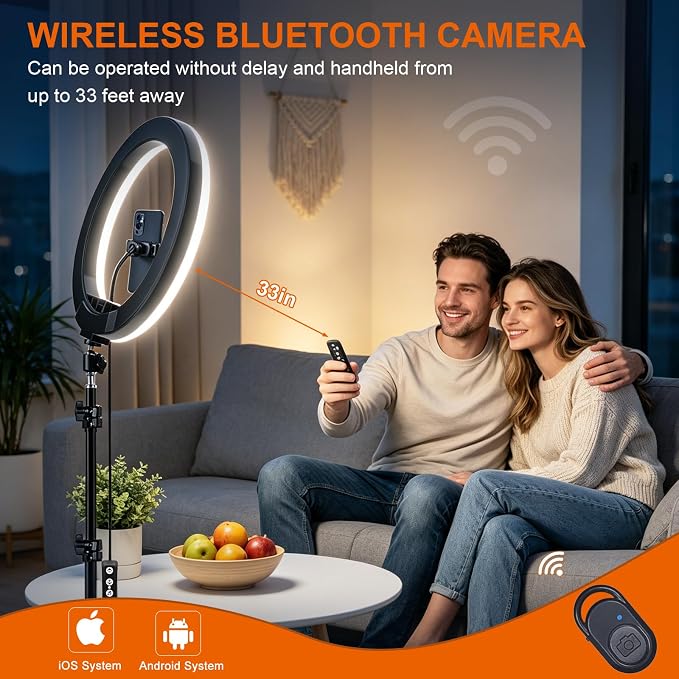 12" Selfie Ring Light with 75" Tripod Stand & 2 Phone Holder, LED Camera Ringlight with 48 RGB Colors Modes & Musical Rhythm Mode and 12 Brightness Dimmable for TikTok/Makeup/Photography/Vlog - Image 4