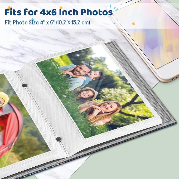 Fintie Photo Album 4x6 Photos - 52 Pockets Small Wallet Albums For Family | Vegan Leather Cover, 4X6 Picture Keepsakes, Family/Wedding/Travel Memory Book, Baby/Kids/Boys/Girls Gift, Starry Night - Image 2
