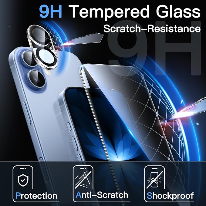 JETech Screen Protector for iPhone 17, 2+2 Pack | with Camera Lens Protector, HD Clear Tempered Glass, Anti-Scratch Protection, Easy Installation Tool - Image 3