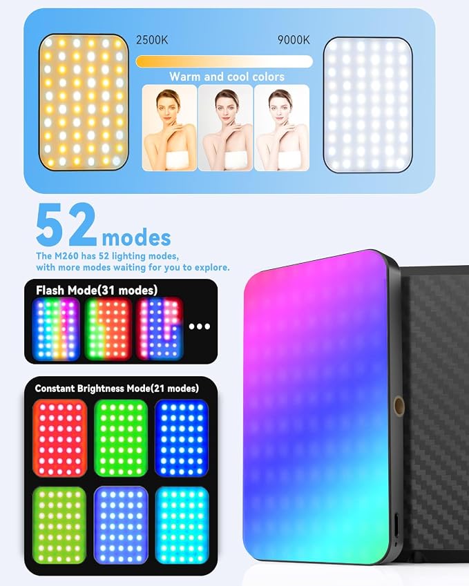 5000 mAh Portable Selfie Light for iPhone: RGB Rechargeable Phone Fill Lights, Ring Light for Camera Picture, Makeup Photo, Video Conferences, Laptop Use, Zoom Meetings, TikTok, Vlog Photography - Image 5