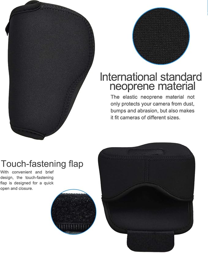 JJC Black Ultra Light Neoprene Camera Case, Compatible with X-E4 X-T30 II X-T30 X-T20 X-T10 +Short Prime Lens, 18mm F1.4/ 27mm F2.8/ 35mm F2, Pouch Bag Fuji X100V X100VI, Compact Size 127x85x84mm - Image 3