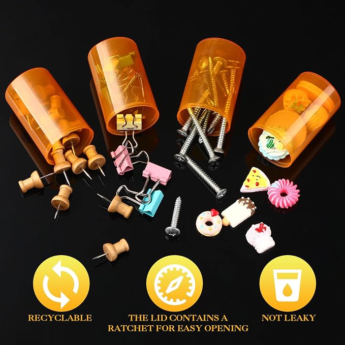 30 Pack Plastic Film Canisters Holder with Lids 35mm Empty Camera Reel Containers Yellow Small Storage Bottles for Pills Beads Coins Vitamins Art Supplies Science Experiments Classroom Craft Projects - Image 5
