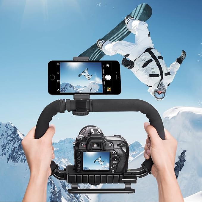 3-Shoe DSLR/Action Camera/Camcorder/Phone Stabilizer Expansion Cage Mount | Moviemaking Holder Rig YouTube Tiktok Vlogging Video Kit Compatible with GoPro Canon Nikon Sony iPhone Android - Image 2