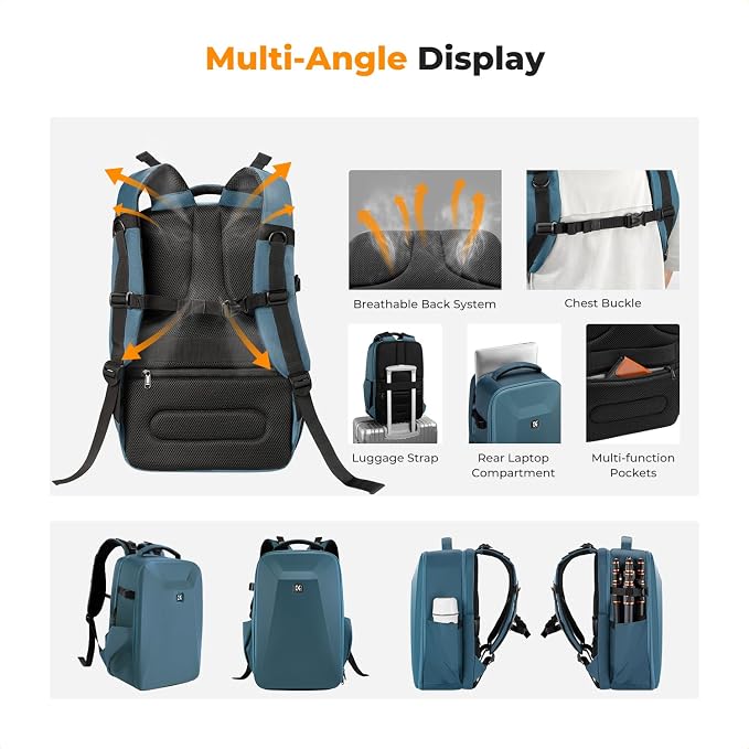 K&F CONCEPT Camera Backpack,Hardshell Photography DSLR Camera Bag | 15-15.6 Inch Laptop Compartment, Waterproof, Hard Shell Camera Case, Compatible with Canon/Nikon/Sony/DJI Mavic Drone, B07 - Image 4