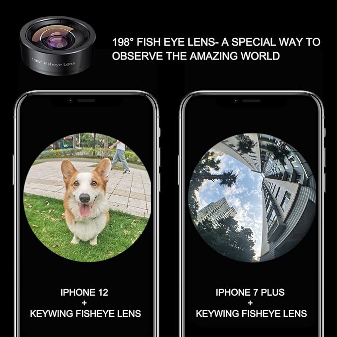 KEYWING Fisheye Lens, 198° Fish Eye Phone Camera Lens Kit for iPhone | Fish Bowl Camera Lens, Phone Lens Accessories, Lens Attachments for iPhone 6 7 8 X Samsung Smartphone - Image 3