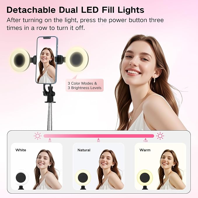 Content Creator Vlogging Kit,70inch Selfie Stick Tripod with Light and Wireless Microphones,Content Creator Essentials for iPhone/Android,Phone Tripod for Tiktok &YouTube Starter Kit - Image 2