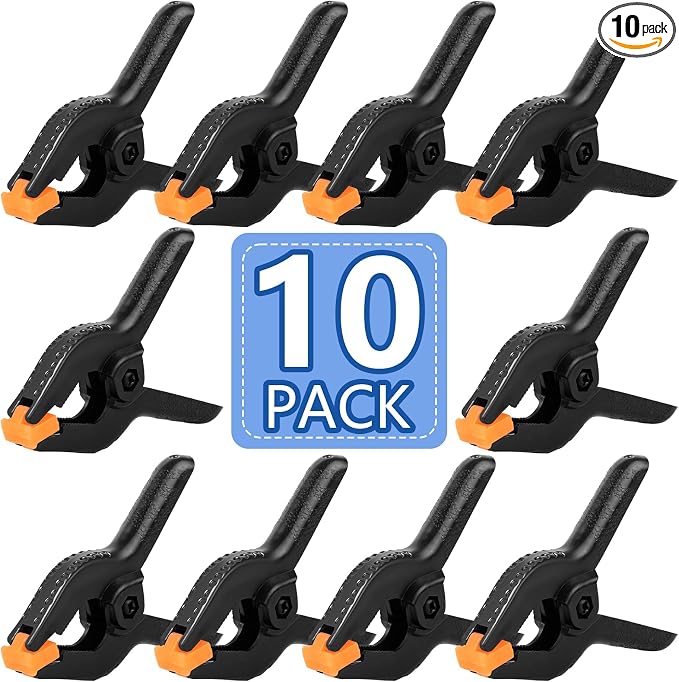 10 Pack 6 inch Plastic Spring Clamps, Black Heavy Duty Clips | Backdrop Clips, Plastic Clamps for Crafts, Backdrop Stand, Woodworking, Photography by Unknown