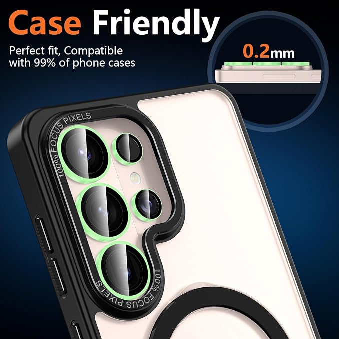 for Samsung Galaxy S26 Ultra Camera Lens Protector, Individual Metal Ring Tempered Glass Lens Cover, [Strong Adsorption] Scratch Resistant Ultra-Thin HD Clear Lens Cover, 1 Set-Green Shine - Image 8