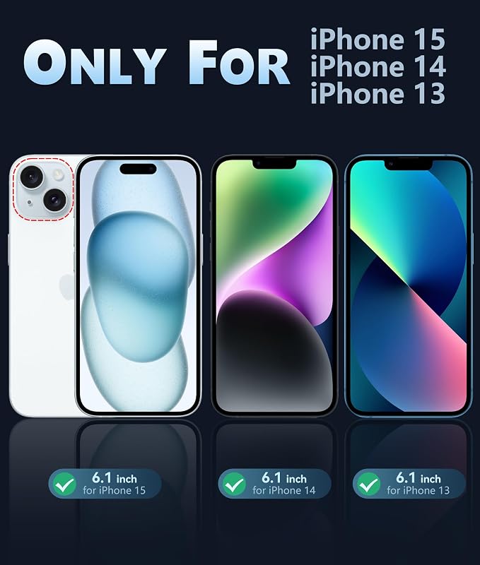 FNTCASE for iPhone 15/14/13 Case, Fit for Magsafe, Translucent Matte Back | Magnetic Phone Cases, 14FT Military Grade Drop Protection, Shockproof Bumper, Slim Protective Cover, Black - Image 2