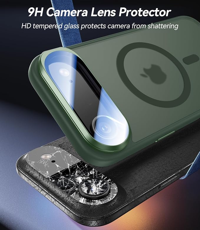 VOFATA [Upgraded Full Camera Protection] for iPhone Air Case with Camera Cover Stand [Fit for MagSafe][10FT Mil-Grade Protection] Translucent Magnetic Phone Cover for iPhone 17 Air Case, Green - Image 2