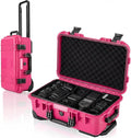 Relaxweex Rolling Camera Hard Case with Padded Dividers & Wheels, Impact-resistant Hard Shell Travel Case for Cameras, Lenses & Accessories(22 x 14 x 9 Inch,Rose Red) by Relaxweex