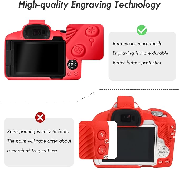Rieibi EOSR50 EOS R50 Case, Soft Silicone Protective Case for Canon EOS R50 EOSR50 Vlogging Camera, Lightweight EOS R50 Camera Case Grip Cover Body Skin - Red - Image 4