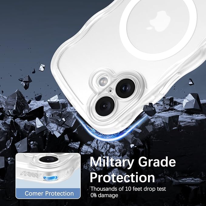 BENTOBEN Magnetic for iPhone 17 Case, Cute Wavy Full Camera Protection [Compatible with MagSafe] Translucent Matte Anti-Slip Bumper Women Girls Boys Protective Cover for 17 6.3", Clear White - Image 2