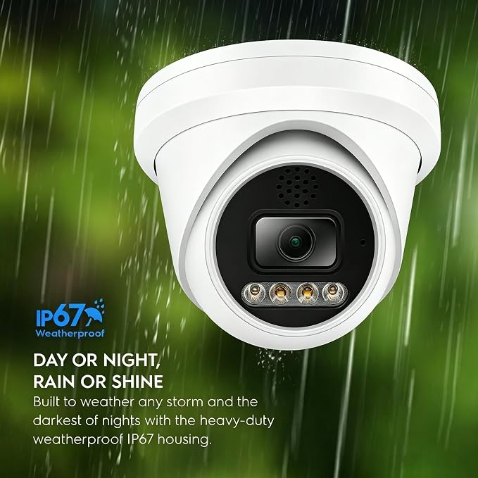 Real HD 6MP Full Color Night Vision ColorVu Turret Dome IP Camera with Visible White LED Lights, 2.8mm Wide Angle, Outdoor Built in Mic, Plug and Play - Image 6
