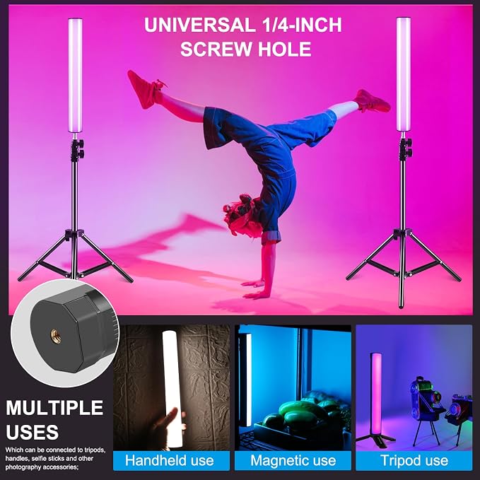 114 LEDs RGB Video Light Wand, Magnetic Handheld Magnetic Tube Light 2500K-9000K CCT & 20 Scene Modes with 3000mAh Battery, 95+ CRI, 120° Beam Angle for Photography YouTube TikTok Vlog - Image 5