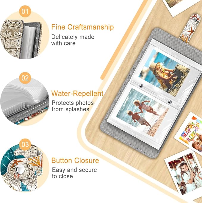 Sea Turtle Small Photos Album for 2x3 Inch Films, 56 Pockets | Mini Cute Picture Book, Wallet Size, for Polaroid Fujifilm Instax Mini Instant Camera Printer, Kpop Photocard Binder Holders - Image 4