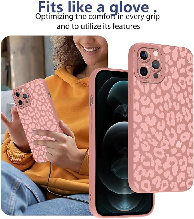 Cute Pink Cheetah Print Phone Case for iPhone 12 Pro Max 6.7" | Aesthetic Leopard Pattern Design Cover Full Camera Lens Protective Shockproof Soft Slim TPU Funda for Women Girls - Image 7