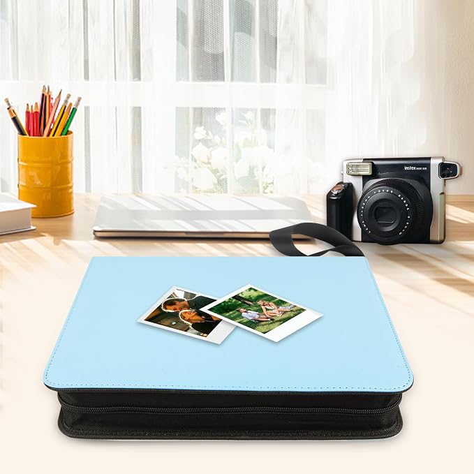 Veicevol 256-Pocket Album for Polaroid i-Type, 600 & SX-70 Photos, Blue | Designed for Fujifilm Instax Wide Photos, Water-Resistant PU Leather Cover, Zipper Closure, Securely Holds Up to 256 Photos - Image 8