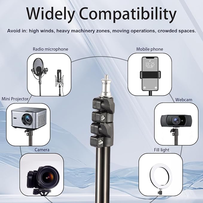 Professional Tripod Stand, Mini Projector Tripod,Adjustable Height Light Stand for Ring Light/Webcam/Mini Projector/Phone, Portable Light Duty Support (Black,22"-63") - Image 5