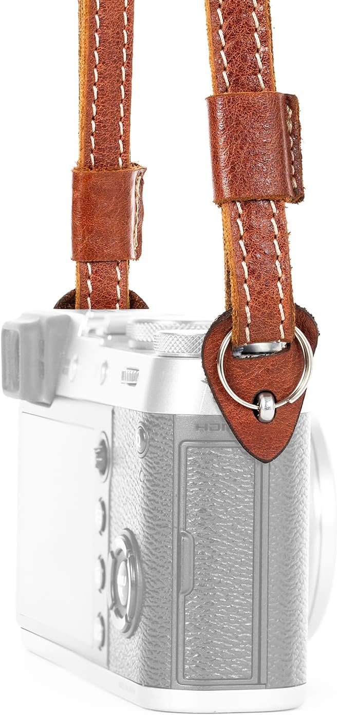 MegaGear Sierra Genuine Full-Grain Leather Camera Strap — Vintage Shoulder & Neck Strap for Canon, Sony, Fuji, Leica, Nikon, Olympus DSLR & Mirrorless — 39-47 in Adjustable, Hand-Stitched, Brown - Image 8