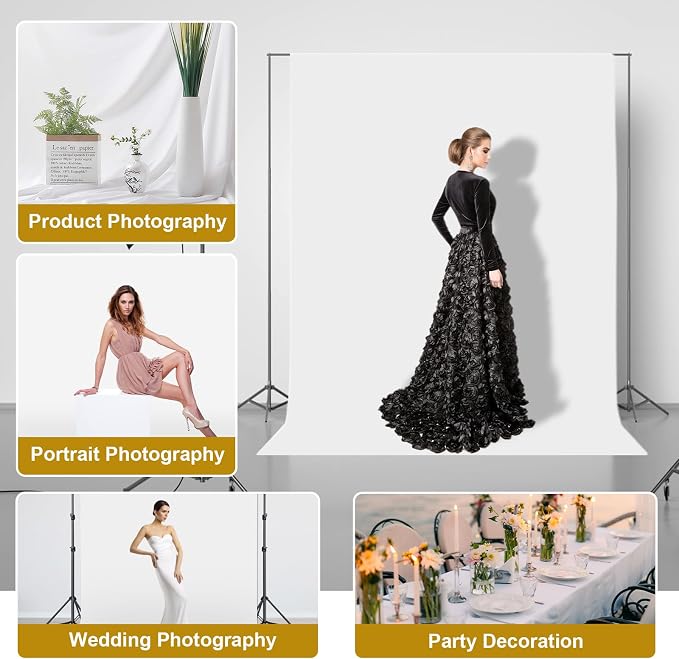 6X9FT White Background for Photography (Background Only) | White Photo Booth Backdrops for Photoshoot, White Backgrounds Screen Video Recording Parties Curtain, Low Temperature Ironing - Image 7