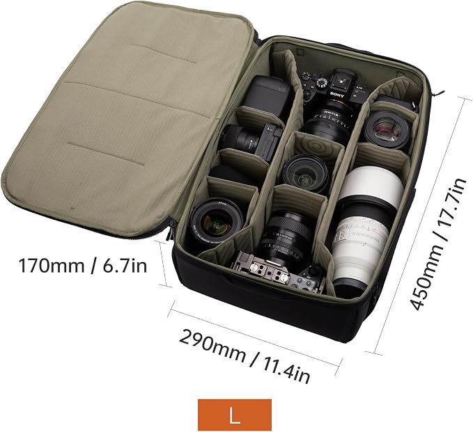 PGYTECH Large Camera Insert Protection Bag Camera Soft Padded Bag Handbag | Waterproof Lens Pouch for Photographers Lightweight DSLR/SLR Lens Carring Case Travel Organizer Camera Insert for Backpack - Image 2