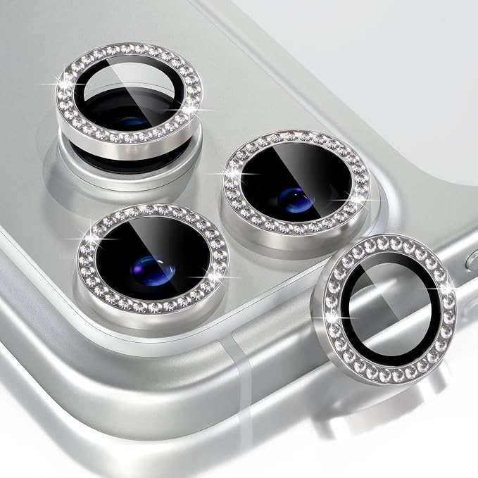 Choiche for iPhone 17 Pro/iPhone 17 Pro Max Camera Lens Protector | Ultra HD, Bling 9H Tempered Glass Camera Cover Screen Protector Metal Ring Decoration Accessories (Diamond-Titanium Natural) by Choiche