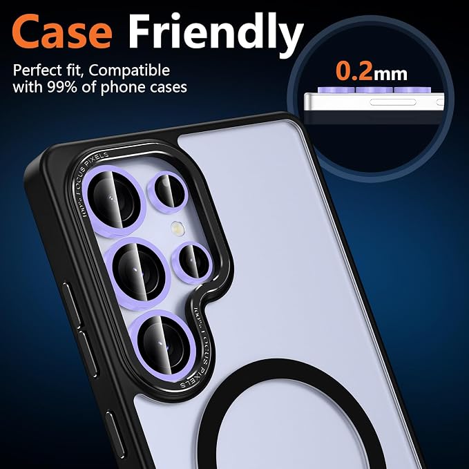 for Samsung Galaxy S25 Ultra Camera Lens Protector, Individual Metal Ring Tempered Glass Lens Cover, [Strong Adsorption] Scratch Resistant Ultra-Thin HD Clear Lens Cover, 1 Set-Purple Shine - Image 7