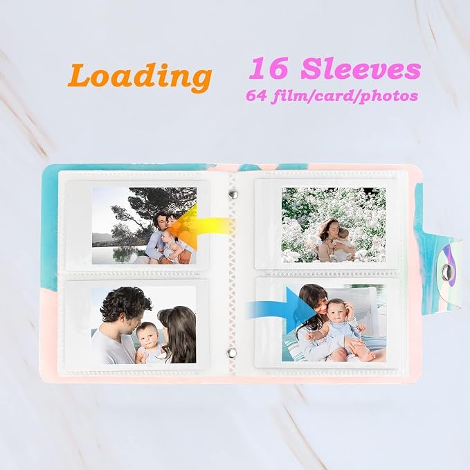 Ruibytree 2 Pack Holographic Small Photo Album 2x3 for Fujifilm Instax Mini | 128 Instant Photo Capacity, Portable Size, Acid-Free Pages, Snap Closure, Fits Polaroid 2x3 Prints, Carry Favorite Memories - Image 5