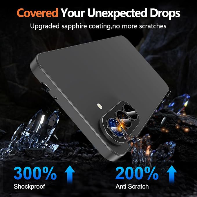 for Samsung Galaxy A37/A57 Camera Lens Protector, Individual Metal Ring Tempered Glass Lens Cover, [Strong Adsorption] Scratch Resistant Ultra-Thin HD Clear Lens Cover, 1 Set-Black Ring - Image 5