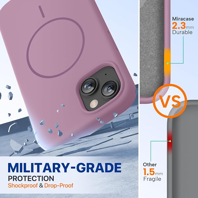 Miracase Silicone & Magnetic for iPhone 13 Case, Blackcurrant | Compatible with MagSafe, Soft Microfiber Lining, Premium Silicone Cover Shockproof Drop Protection Phone Case for 13 - Image 3
