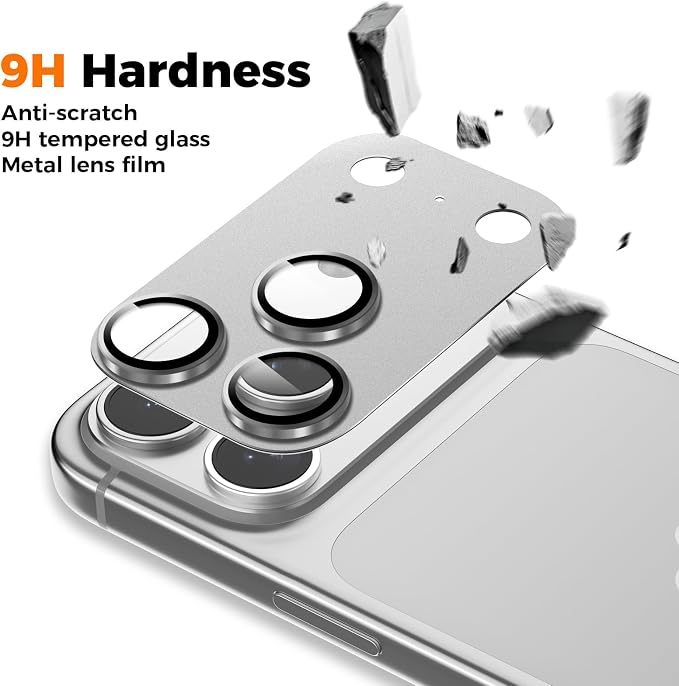 Screen Protector for iPhone 17 Pro 6.3 inch +2 Pack Silver Metal Camera Lens cover Protector - Image 3