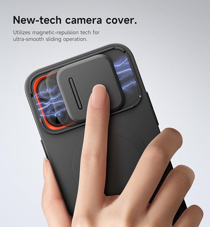 SURITCH for iPhone 14 Pro Max Case with Magnetic Camera Slide Cover and Adjustable Kickstand, Compatible with MagSafe, Shockproof Bumper Case Slim Protective Cover 6.7 Inch, Black - Image 4