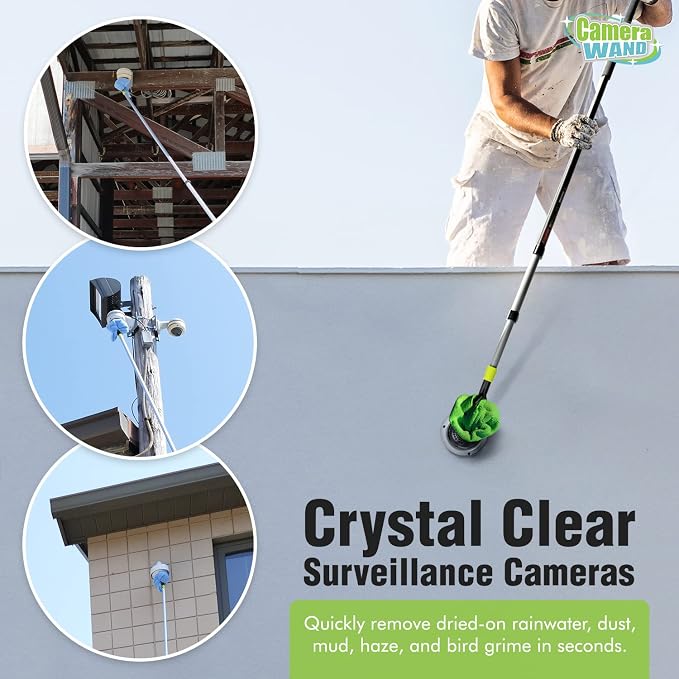 Surveillance/Security Camera Cleaning Tool - Safely from The Ground - with Cleaning Solution & Re-usable Microfiber Towels - Image 3