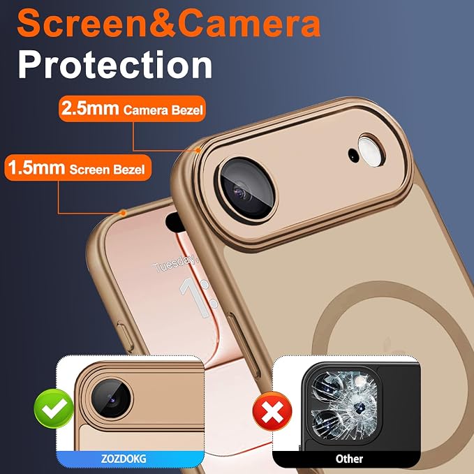for iPhone Air Case with Privacy Screen Protector, Brown | Full Camera Protection, Magnetic, Compatible with MagSafe, Translucent Matte Shockproof Phone Cover for iPhone 17 Air - Image 7