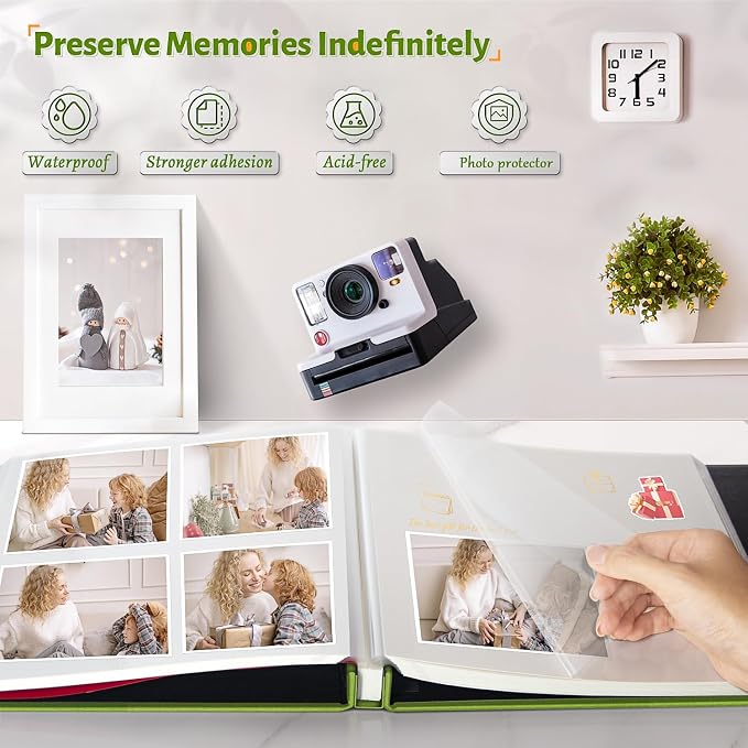 Artfeel Photo Album Self Adhesive Scrapbook,120 Pages Large Photo Book for 4x6,5x7,8x10 Pictures,DIY Album for Baby Wedding Family Travel Birthday,with Metallic Pen and Scraper - Image 2
