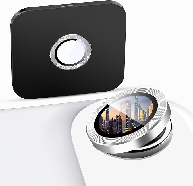 Suoman 2-Pack for iPhone 17 Air Camera Lens Protector, [CD Lines] [Strong-Adhesion] Metal Texture Style Tempered Glass Camera Lens Cover [with Auto Alignment Tool Kit]-Silver by Suoman
