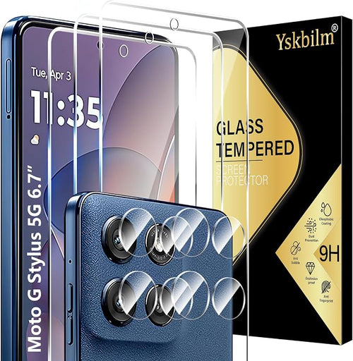 (3+2 Pack) Designed for Motorola Moto G Stylus 5G 2025 Tempered Glass Screen Protector + Camera Lens Protector,[3D Touch][Bubble-Free][Anti-Scratch] Screen Protector Glass For Motorola G Stylus 2025 by Unknown