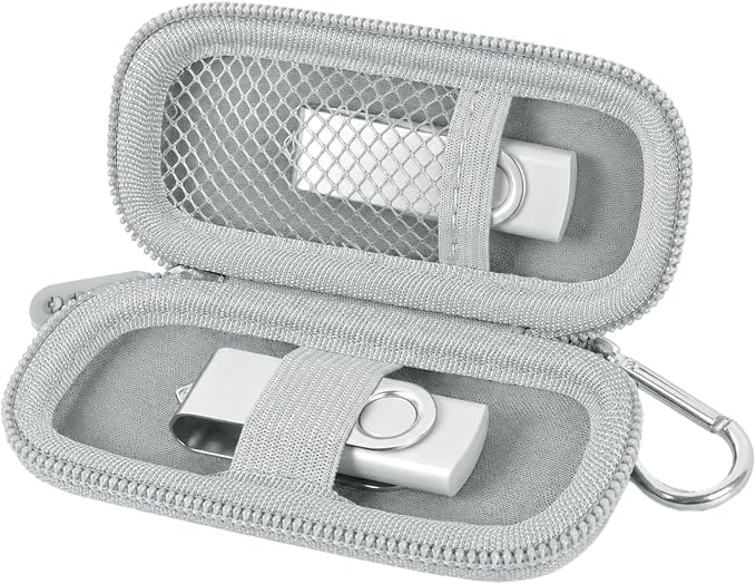 USB Flash Drive Case, SD Card/Thumb Drive/Memory Cards Holder, Bag Only | SDXC/SDHC Storage, Electronic Accessories Organizer for SanDisk / for Samsung, for Students/IT/Office/School/Travel, Silver by ALKOO