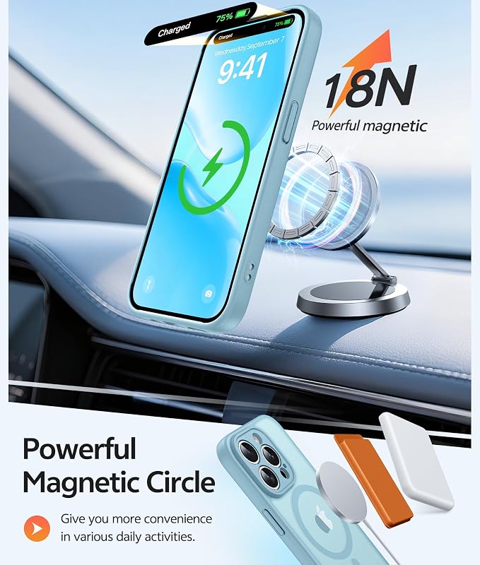 FNTCASE for iPhone 14 Pro Case, Compatible with Magsafe, Screen Protector | Full Camera Protection, Translucent Matte, 14FT Military Grade Drop Proof, Shockproof Protective Phone Cover, Teal - Image 3