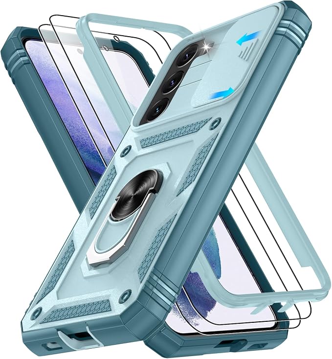 Gritup for Samsung Galaxy S22+ Plus Case with Screen Protector*2, Galaxy S22 Plus Case Build in 360° Rotating Ring Kickstand, Military Grade Protective Case for S22 Plus Phone, Green by Gritup